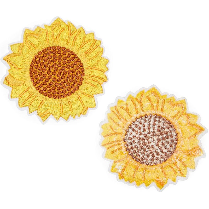 Iron On Patches, Sunflowers for Sewing, DIY Crafts (3 Sizes, 18 Pieces)