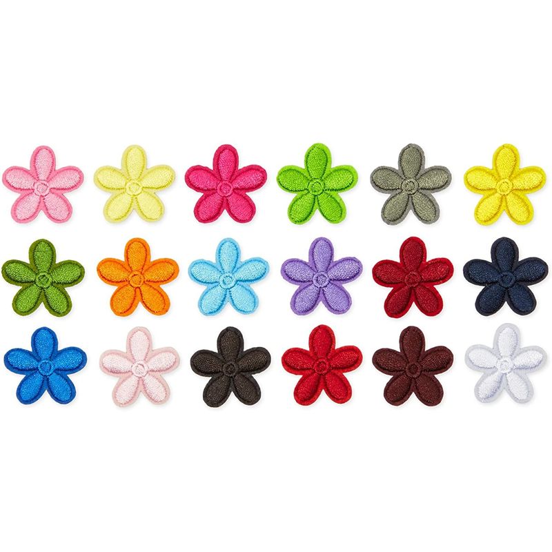 Daisy Iron On Patches, Mini Flowers for Sewing, DIY Crafts (18 Colors, 36 Pieces)