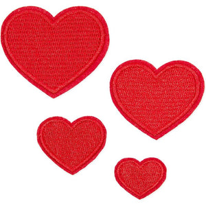 Iron On Patches, Red Hearts for Sewing, DIY Crafts (4 Sizes, 36 Pieces)
