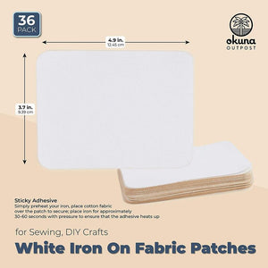 Fabric Iron On Patches for Clothing, Sewing, DIY Crafts (4.9 x 3.7 in, 36 Pack)