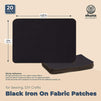 Black Iron On Fabric Patches for Sewing, DIY Crafts (4.25 x 3 in, 20 Pack)