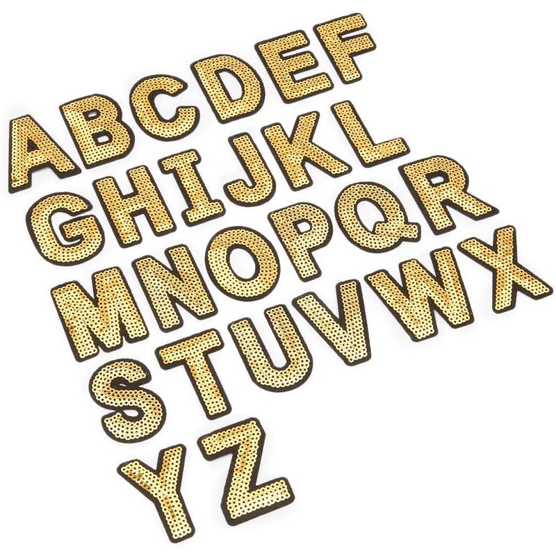 Gold Sequin Iron On Patches, A-Z Alphabet Letters (0.9-1.6 in, 78 Pieces)