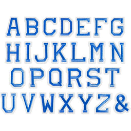 Blue Iron On Patches, A-Z Alphabet Letters (1.5 x 2 Inches, 108 Pieces)