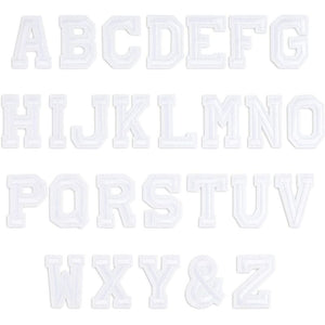 White Iron On Patches, A-Z Alphabet Letters (1.5 x 2 Inches, 108 Pieces)