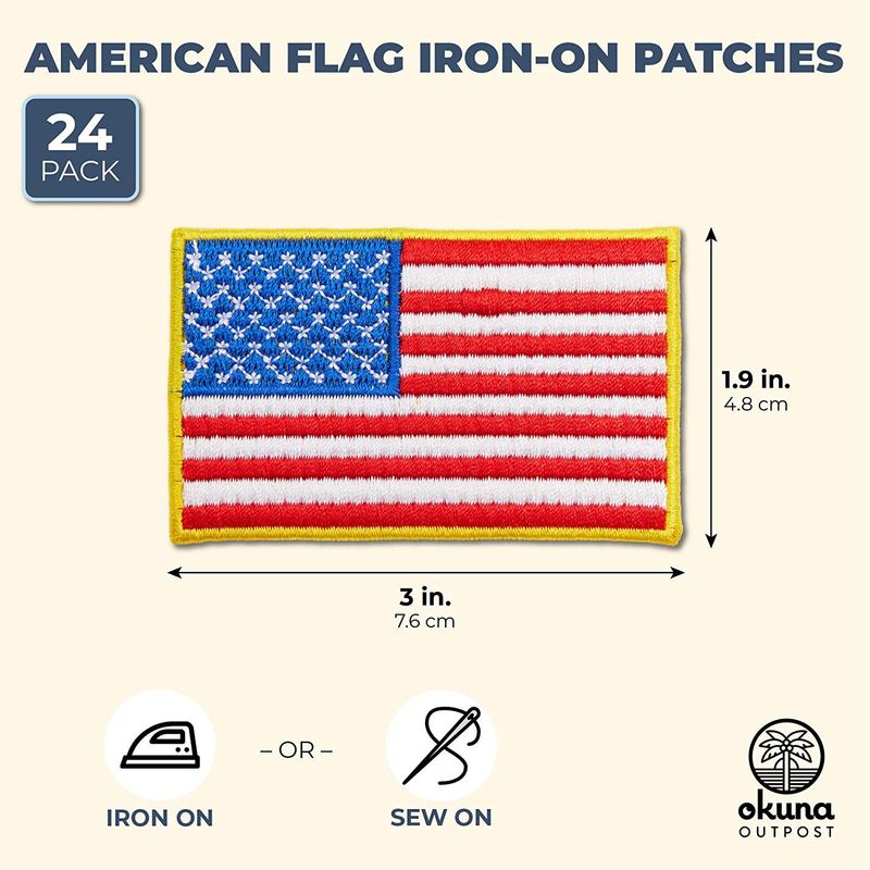 American Flag Patch, Patriotic USA Iron On Patches (3 x 0.6 x 1.9 in, –  Okuna Outpost