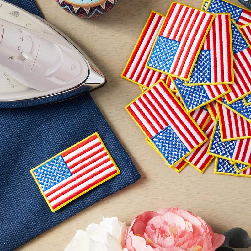 American Flag Patch, Patriotic USA Iron On Patches (3 x 0.6 x 1.9