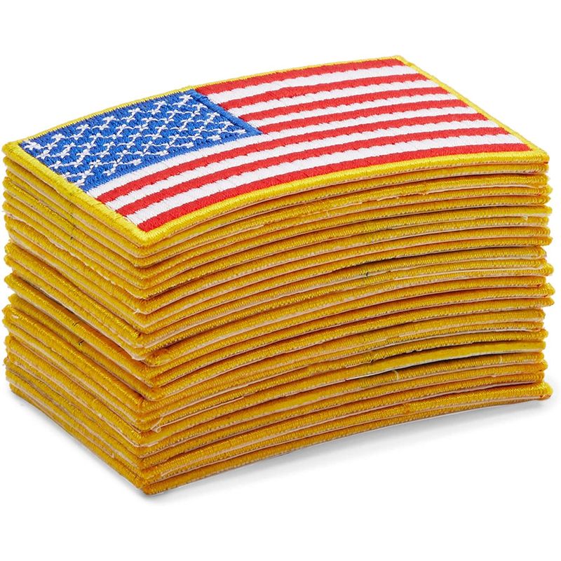 24 Pack of Iron On American Flag Patches for Patriotic Accessories,  Embroidered USA Patch Set for Clothing 