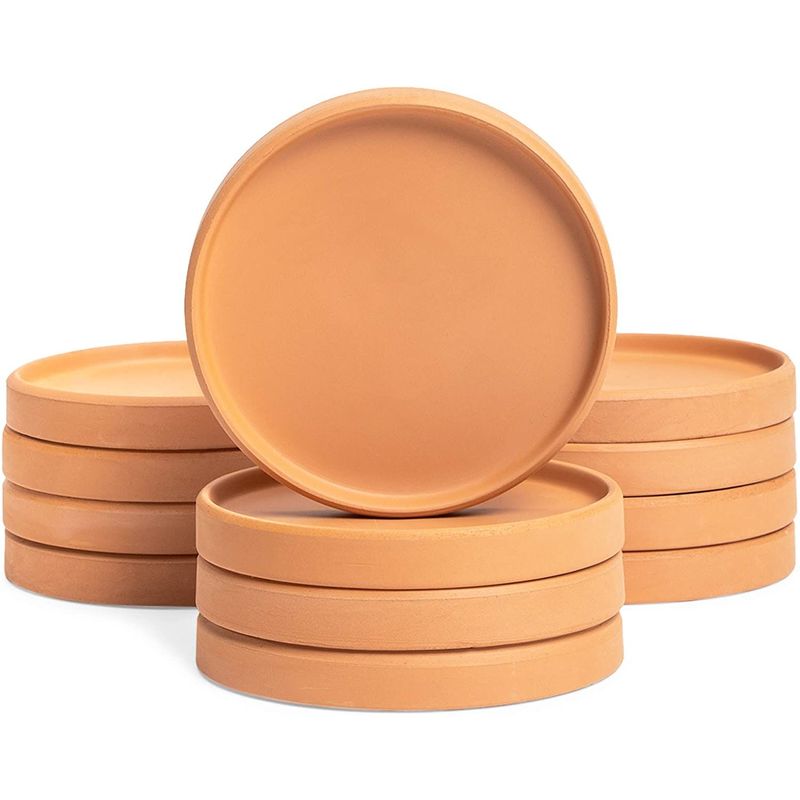 Okuna Outpost Terra Cotta Plant Saucers, Round Pot Drip Trays (4.5 Inches, 12 Pack)