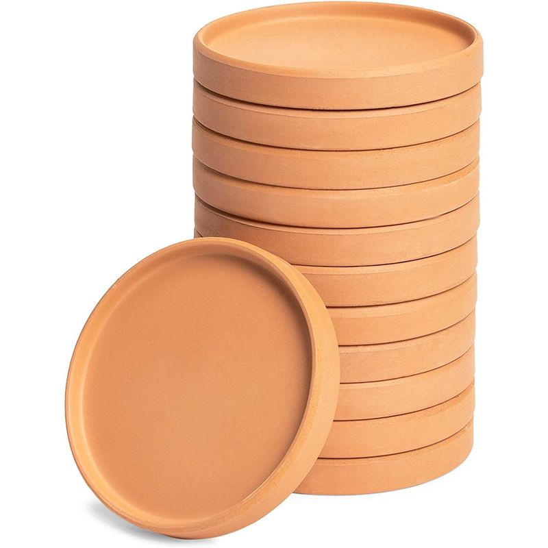 Okuna Outpost Terra Cotta Plant Saucers, Round Pot Drip Trays (4.5 Inches, 12 Pack)