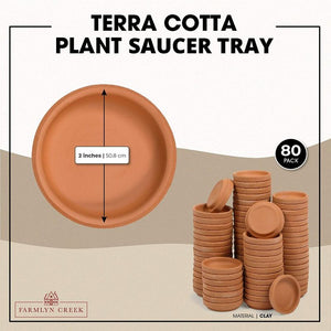 Okuna Outpost Round Terra Cotta Plant Pot Saucers, Drip Trays (2 Inches, 80 Pack)