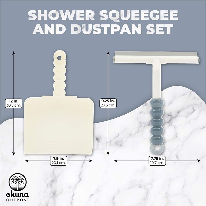 Mini Shower Squeegee and Dustpan Set (White, 2 Pieces)