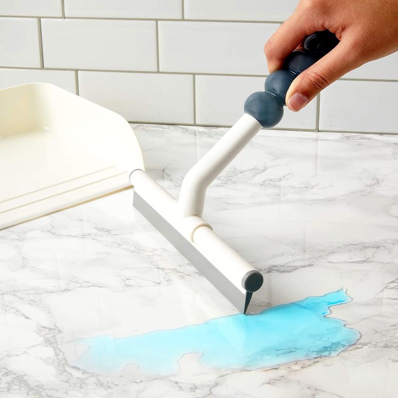 Mini Shower Squeegee and Dustpan Set (White, 2 Pieces)