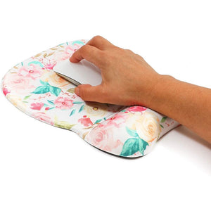 Floral Mouse Pad with Wrist Support, Office Desk Accessories (2 Pieces)