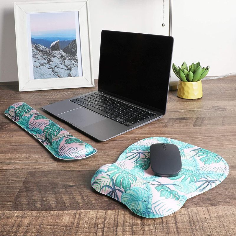 Tropical Mouse Pad with Wrist Support and Keyboard Rest (2 Pieces)