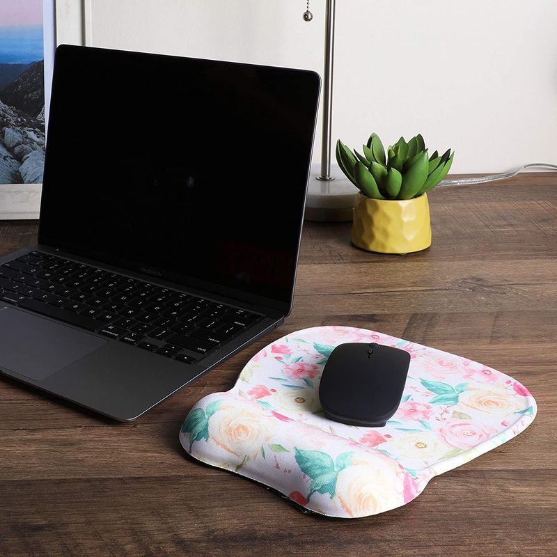 Floral Mouse Pad with Wrist Rest, Office Desk Accessory