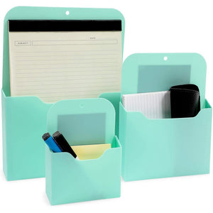 Magnetic File Holders Set, 3 Sizes (Teal, 3 Pack)