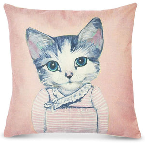 Okuna Outpost Pink Cat Throw Pillow Cover, Home Decor (18 x 18 Inches)
