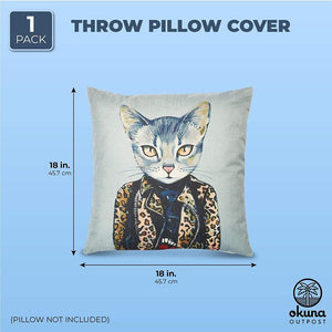 Okuna Outpost Cat Throw Pillow Cover, Pet Home Decor (18 x 18 Inches)