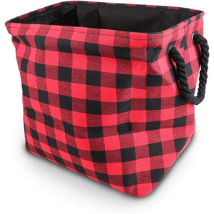 Okuna Outpost Foldable Storage Bin with Rope Handles, Buffalo Plaid (17 x 12 x 15 in)