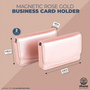 Rose Gold Magnetic Business Card Holders (4.15 x 2.75 in, 2 Pack)