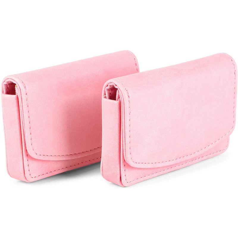Pink Magnetic Business Card Holder for Women (2 Pack)