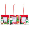 Clay Christmas Picture Frame Ornaments, Santa, Penguin, Snowman (3 Pack)