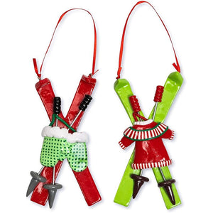 Skiing Christmas Tree Ornaments (2.3 x 4.7 Inches, 2 Pack)