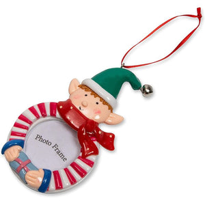 Picture Frame Ornament, Elf Christmas Tree Ornaments (2.75 x 4.7 in, 2 Pack)