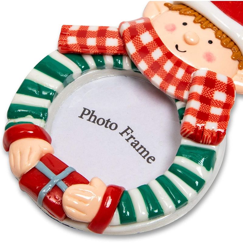 Picture Frame Ornament, Elf Christmas Tree Ornaments (2.75 x 4.7 in, 2 Pack)