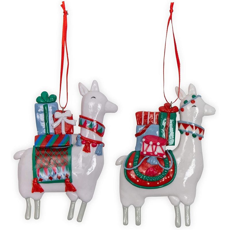 Llama Ornament, Christmas Tree Ornaments (3 x 4.9 x 0.5 in, 2 Pack)