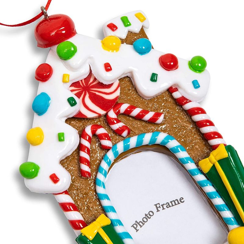 Christmas Picture Frames, Gingerbread House Photo Frame Xmas Ornaments (3 Pack)