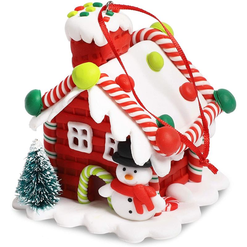 Christmas Tree Ornaments, Gingerbread House Hanging Decorations (2.6 x 2.7 in, 3 Pack)