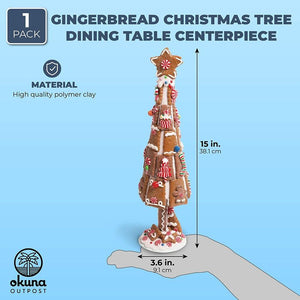 Gingerbread Christmas Tree, Dining Table Centerpiece (15 Inches)