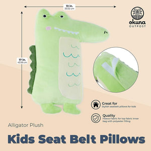 Okuna Outpost Alligator Seat Belt Pillow for Kids, Car Seat Cushion (1 Pack)