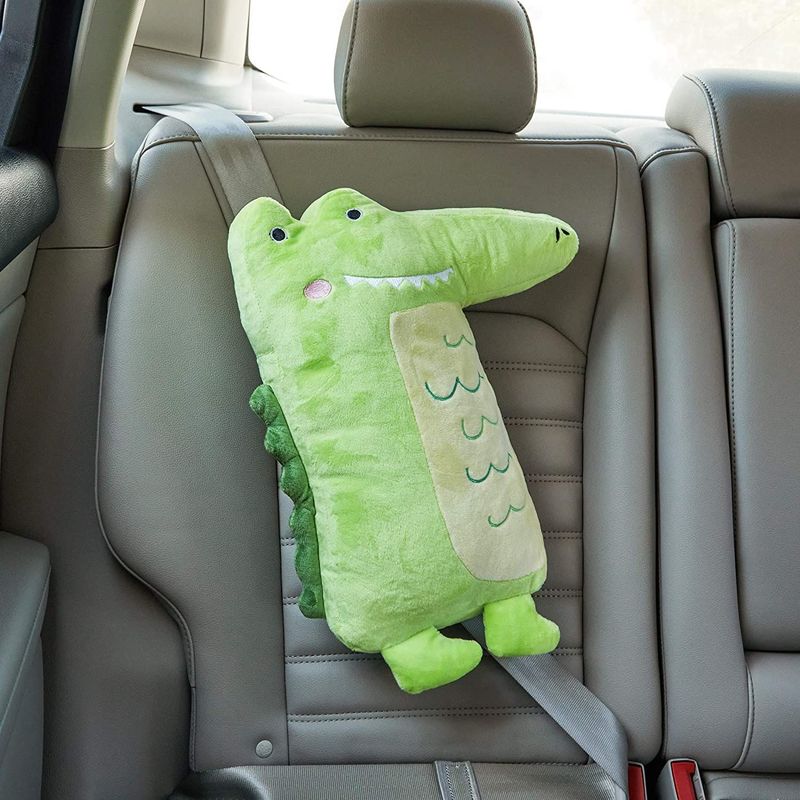 Okuna Outpost Alligator Seat Belt Pillow for Kids, Car Seat Cushion (1