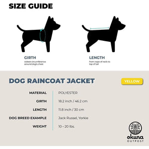 Dog Raincoat Jacket, Pet Rain Slicker with Hood, Medium (18.2 x 16.9 in, Yellow)