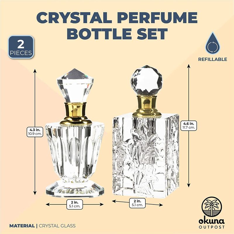Crystal Perfume Bottle Set, Vintage Style (2 Pack)