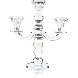Crystal Candlestick Holder for Weddings, Parties, Modern Home Decor (2 x 6 In, 3 Pack)