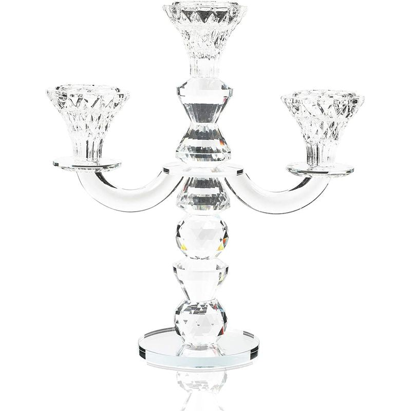 Crystal Candlestick Holder for Weddings, Parties, Modern Home Decor (2 x 6 In, 3 Pack)