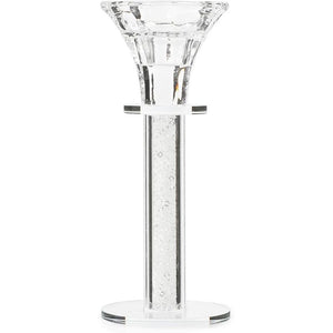 Glass Candle Holders, 3-Armed Crystal Candlesticks (8.5 x 10 x 3.5 In)