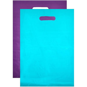 Plastic Shopping Bags, Merchandise (Blue, Purple, 12 x 15 in, 100 Pack)