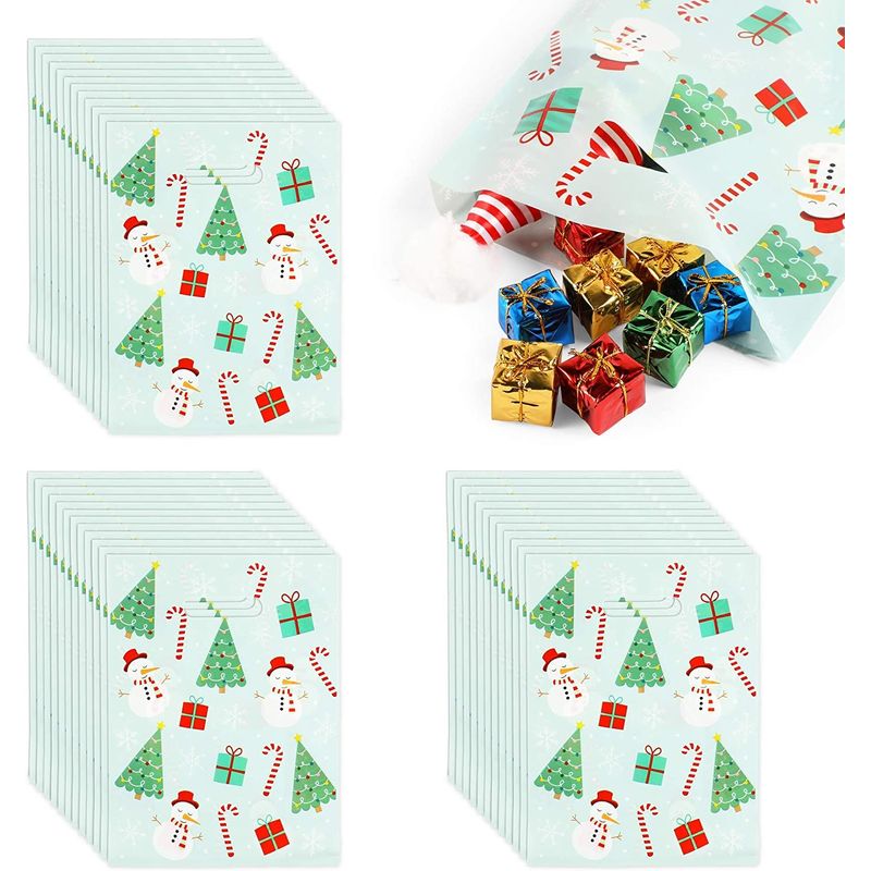 Christmas Party Favors Gift Bags with Die Cut Handles (9 x 12 in, 100 Pack)