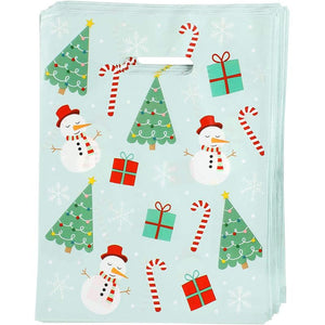Christmas Party Favors Gift Bags with Die Cut Handles (9 x 12 in, 100 Pack)