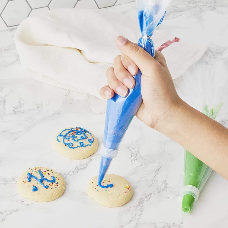 Disposable Piping Bags with Couplers, Baking Supplies (6.7 x 12 In, 203 Pieces)