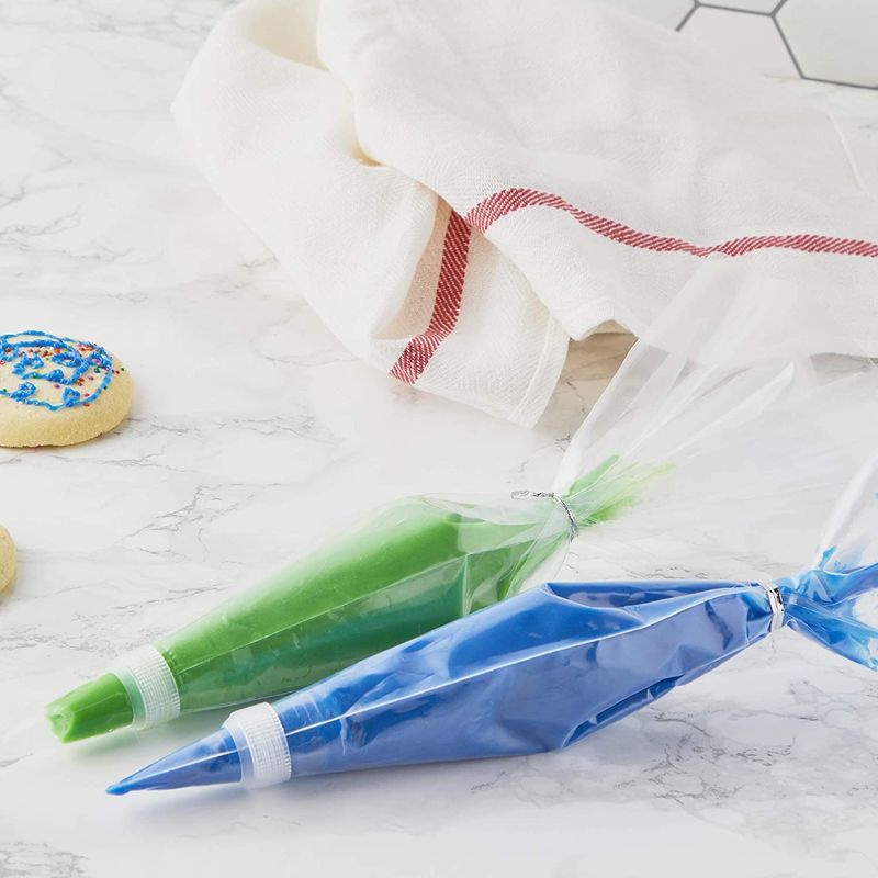 Disposable Piping Bags with Couplers, Baking Supplies (6.7 x 12 In, 203 Pieces)