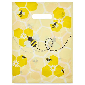 Bumble Bee Party Gift Bags, Merchandise Bags with Handles (9 x 12 in, 100 Pack)