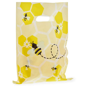 Bumble Bee Party Gift Bags, Merchandise Bags with Handles (9 x 12 in, 100 Pack)