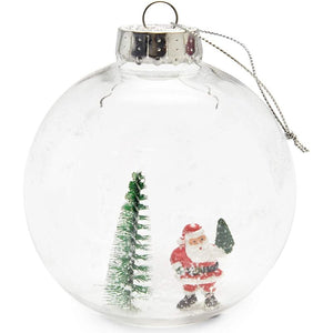 Clear Christmas Ball Ornaments, Santa Claus and Snowman (2.86 in, 2 Pack)
