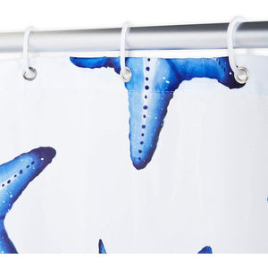 Okuna Outpost Nautical Shower Curtain with 12 Hooks, Beach Bathroom Decor (71.25 x 71 in)