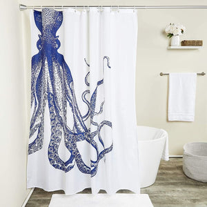 Okuna Outpost Octopus Shower Curtain Set with 12 Hooks (70 x 71 Inches)